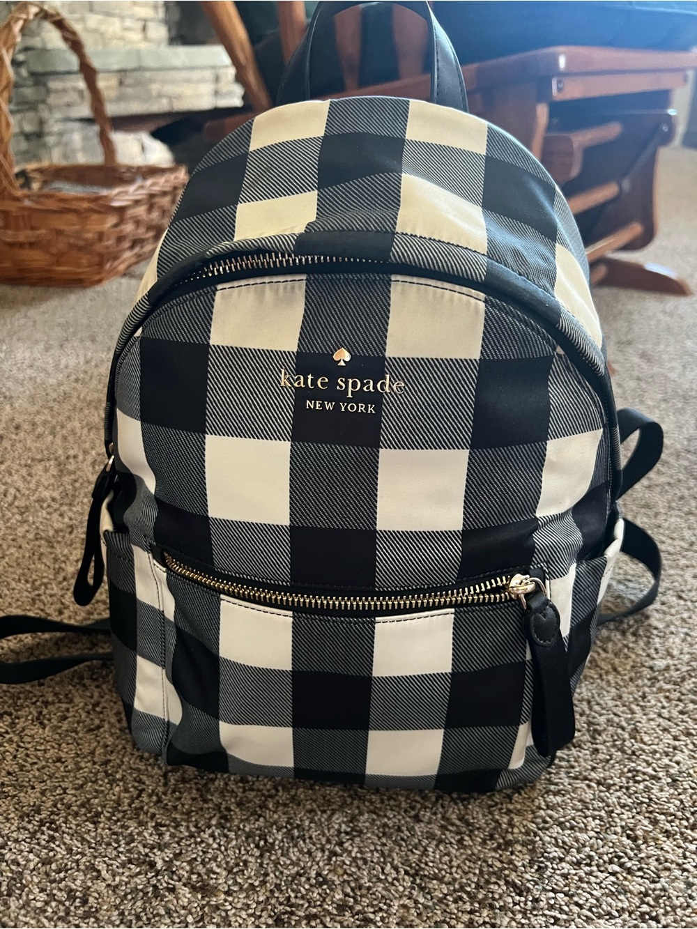 kate spade Black & White Gingham Mini Backpack